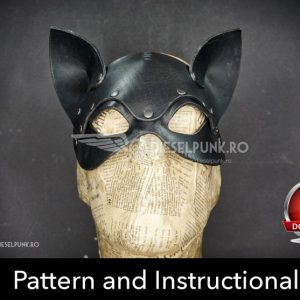 Выкройка кожаной маски в виде кошачьей морды.