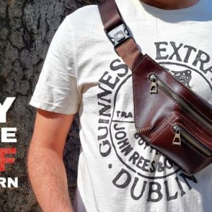 Выкройка кожаной сумки через плечо (банан) с передним накладным карманом.