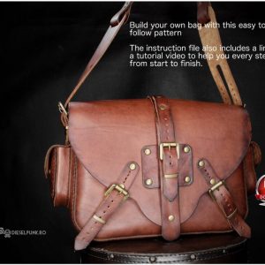 Выкройка для кожаной сумки в стиле почтальон с деталями для сборки.