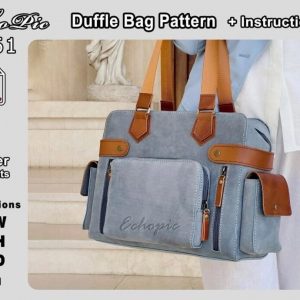 Дорожная сумка из узорчатой кожи с множеством отделений и карманов.