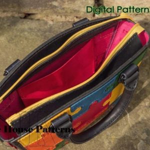 Выкройка для кожаной женской сумки с декоративным узором.