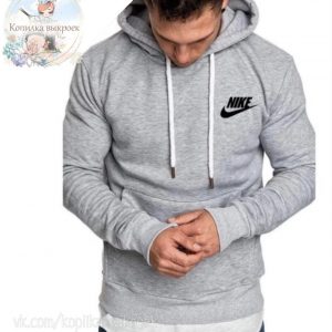 Выкройка мужской вязаной толстовки с капюшоном и карманами.