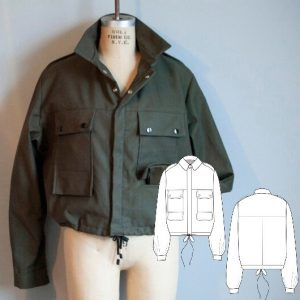 Выкройка женской короткой ветровки в стиле милитари.