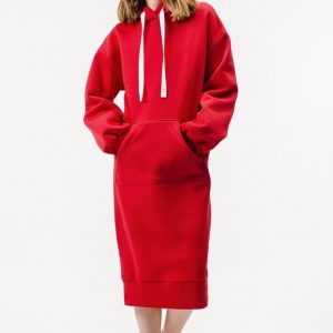 Выкройка женского трикотажного платья-толстовки размером 42-50.