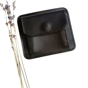 Выкройка кожаной визитницы с карманом на кнопке для мелочей.