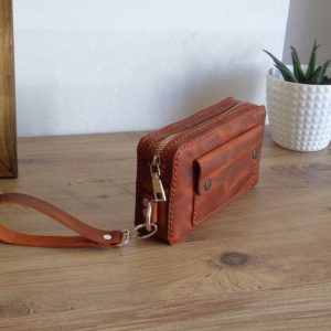 Выкройка кожаного клатча/кошелька на молнии.