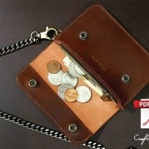 Выкройка кошелька на цепочке с пуговицами и отделениями для мелочи.