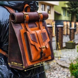 Выкройка кожаного рюкзака с конструкцией Roll top.