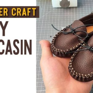 Выкройка детских кожаных мокасин со шнурками.