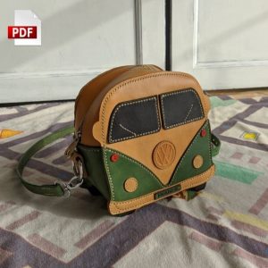 Выкройка кожаной сумки через плечо в стиле передней части микроавтобуса Volkswagen.