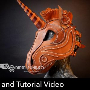 Выкройка кожаной маски с дизайном единорога.