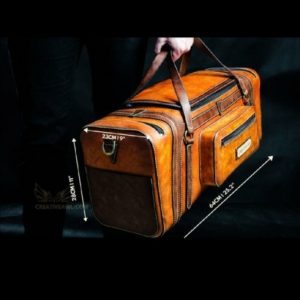 Выкройка для кожаной дорожной сумки с деталями для сборки и швов.