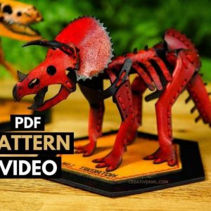 Выкройка для создания кожаной фигурки динозавра трицератопса.