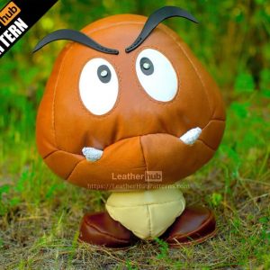 Выкройка кожаной игрушки в форме Гумбы из игры Марио.