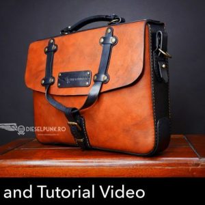 Выкройка кожаного делового портфеля с ручкой и регулируемым ремнем через плечо.