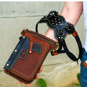 Выкройка кожаного портмоне с пистолетом.