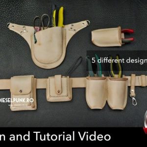 Выкройка кожаного пояса для инструментов с карманами и креплениями.