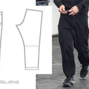 Выкройка мужских вязаных спортивных штанов различных размеров для роста 170–178 см.