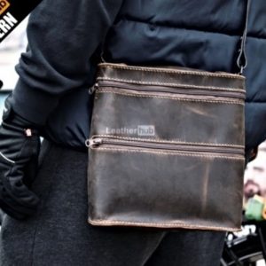 Выкройка мужской кожаной сумки с двумя молниями.