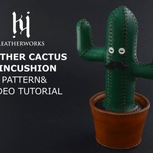 Выкройка кожаной игрушки в виде кактуса для декора стола.