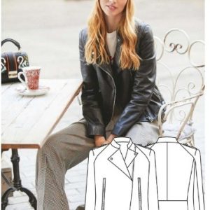 Выкройка женской легкой кожаной куртки с воротником и застежкой на молнии.