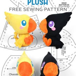 Выкройка для вязаной мягкой игрушки в форме птицы Чокобо.