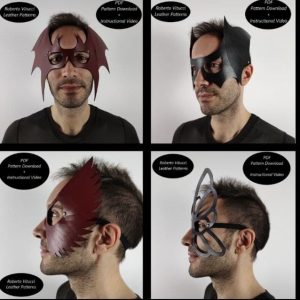 Выкройка четырёх видов кожаных масок для лица.