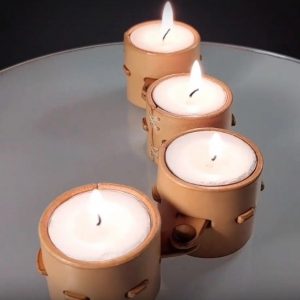 Выкройка кожаного подсвечника для дома.