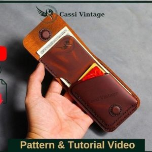 Выкройка кожаной папки с кнопкой для документов.