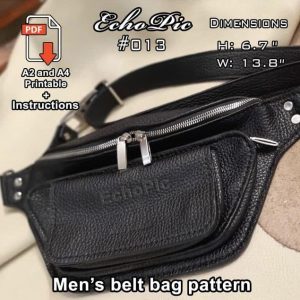 Кожаная поясная сумка с узором бананов и несколькими карманами.