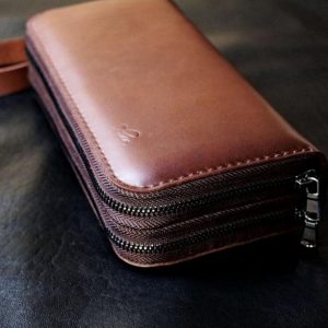 Выкройка кожаного длинного кошелька с двумя молниями для смартфона