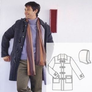 Выкройка мужского дафлкота с размерами от 44 до 56.