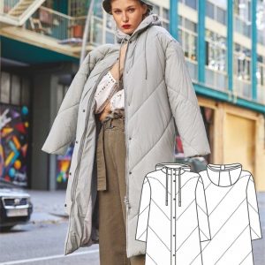 Выкройка женского стеганого пуховика с капюшоном.