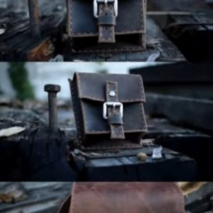 Выкройка компактной кожаной поясной сумки с застёжкой.