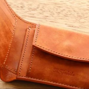 Выкройка кожаного кошелька двойного сложения с карманом для монет.