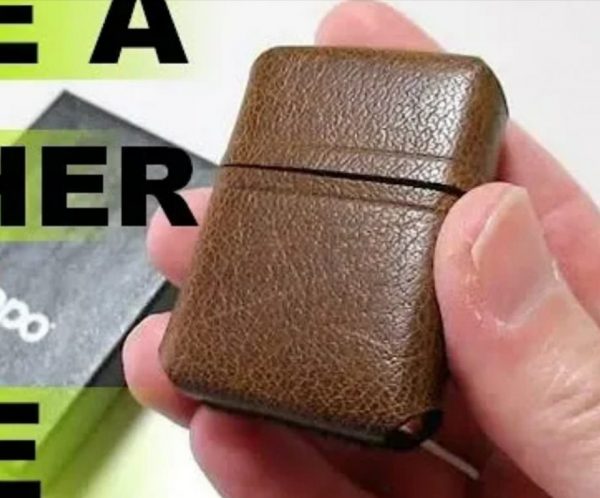 Кожаный чехол с узором для зажигалки Zippo.