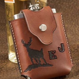 Выкройка кожаного чехла для фляжки с карманом.