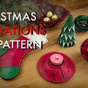 Выкройка для набора кожаных новогодних украшений для дома.