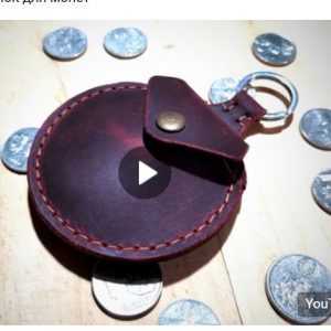 Выкройка круглой кожаной сумочки для мелочи.