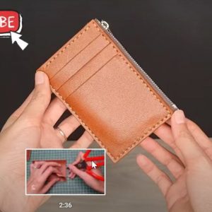 Выкройка кожаной визитницы с застёжкой на молнии.