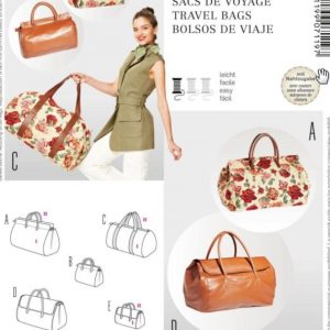 Выкройка для дорожной сумки из ткани и кожи.