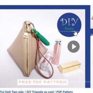 Выкройка небольшой треугольной женской сумочки на молнии для мелочей.