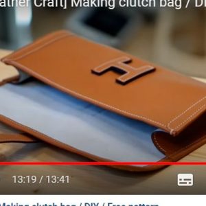 Выкройка кожаного клатча с указанием деталей и швов.