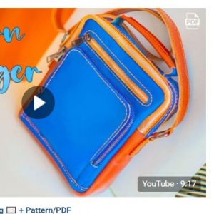 Выкройка мужской кожаной сумки через плечо с карманами для документов и ремнем.