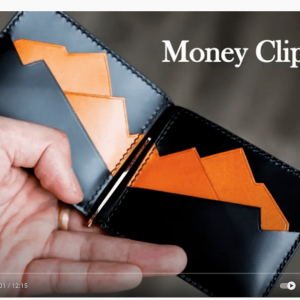 Выкройка кожаного зажима для банкнот с горным узором.