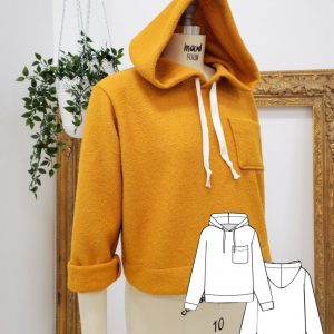 Выкройка укороченной женской вязаной толстовки разных размеров.