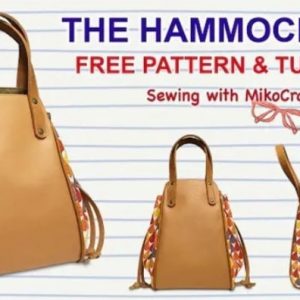 Выкройка женской комбинированной сумки из ткани и кожи.