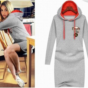 Выкройка женского платья-свитшота с размерным рядом 34-54 евро.