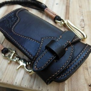 Выкройка байкерского кошелька «Удлинённый» из кожи.