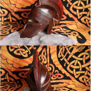 Выкройка кожаного шлема в стиле греческого с инструкцией по сборке.